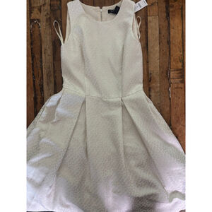 New Women's White House Black Market Champagne Polka Dot Fit & Flare Dress 0